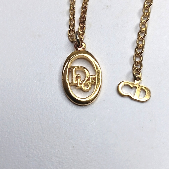 CHRISTIAN DIOR ✨️ Necklace Oval GP Plated Gold - Picture 11 of 11